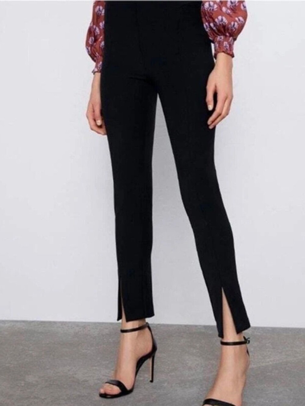 Zara Black Split Hem Boot-Cut Seam Detail Pants Size XS